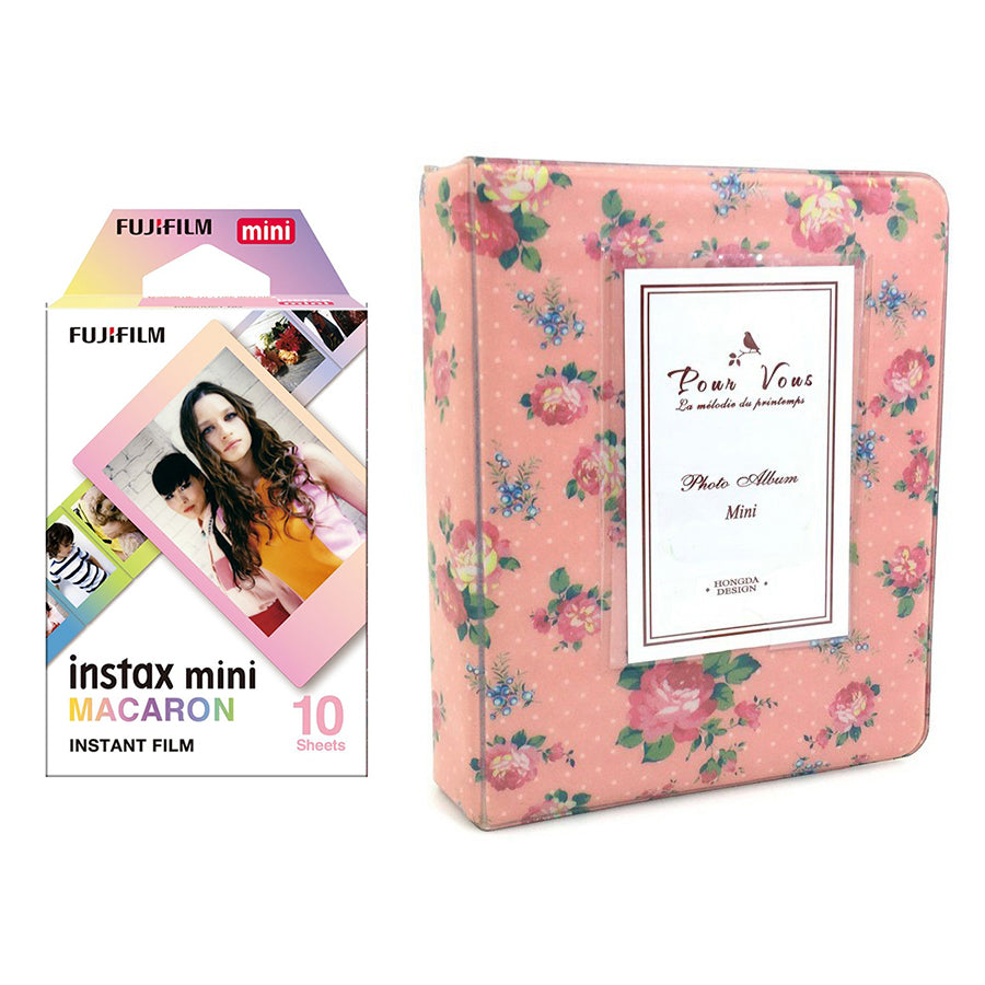 Fujifilm Instax Mini 10X1 macaron Instant Film with Instax Time Photo Album 64 Sheets (Beautiful flower)