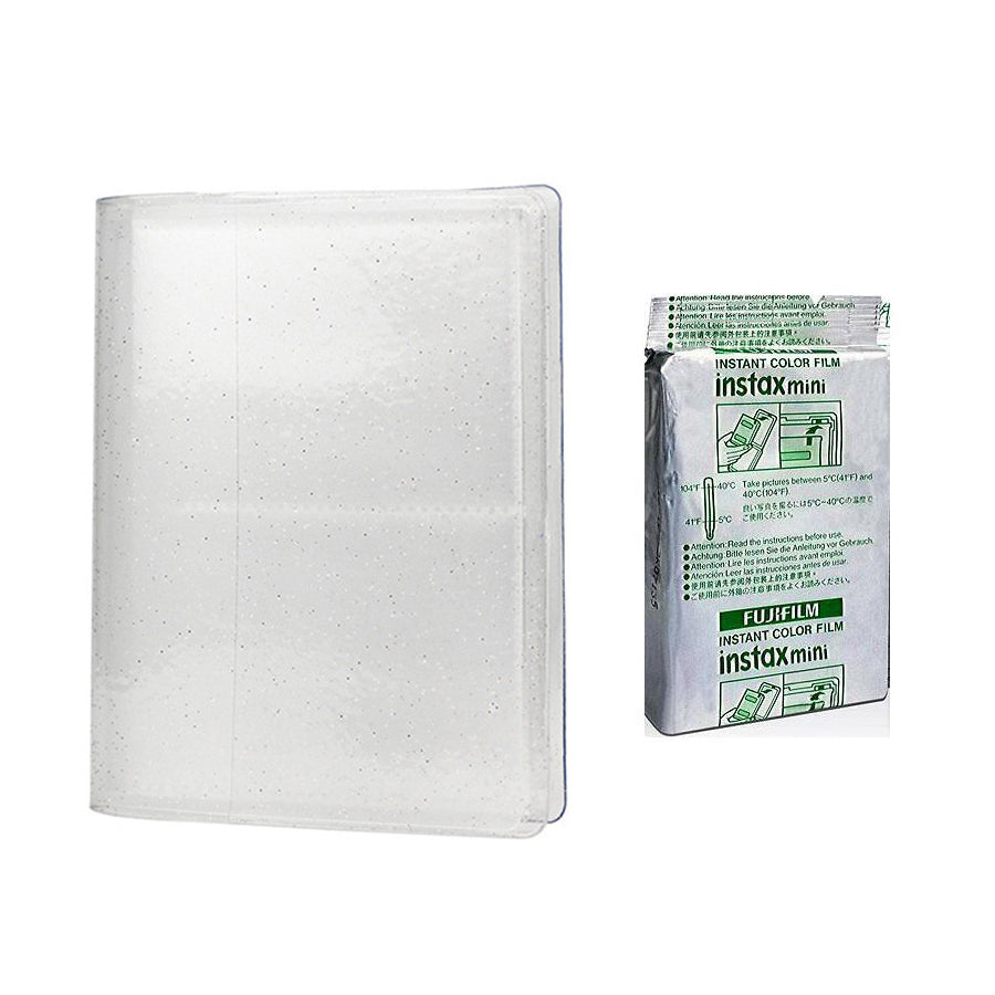Fujifilm Instax Mini 10X1 mermaid tail Instant Film with 64-Sheets Album For Mini Film 3 inch (lce white)