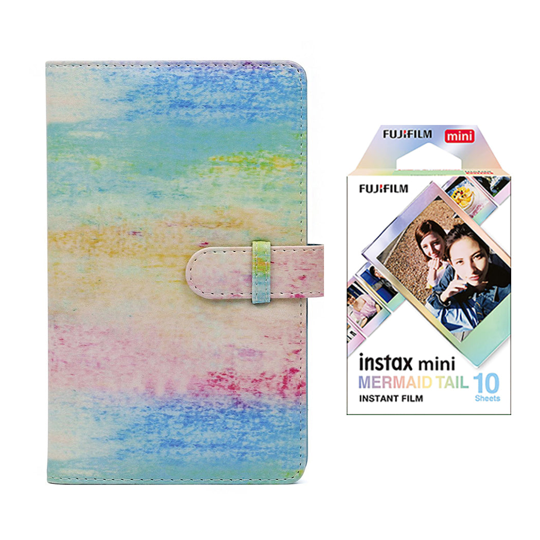 Fujifilm Instax Mini 10X1 mermaid tail Instant Film with 96-sheet Album for mini film (Watercolor)