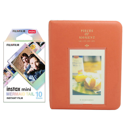 Fujifilm Instax Mini 10X1 mermaid tail Instant Film with Instax Time Photo Album 64 Sheets Orange