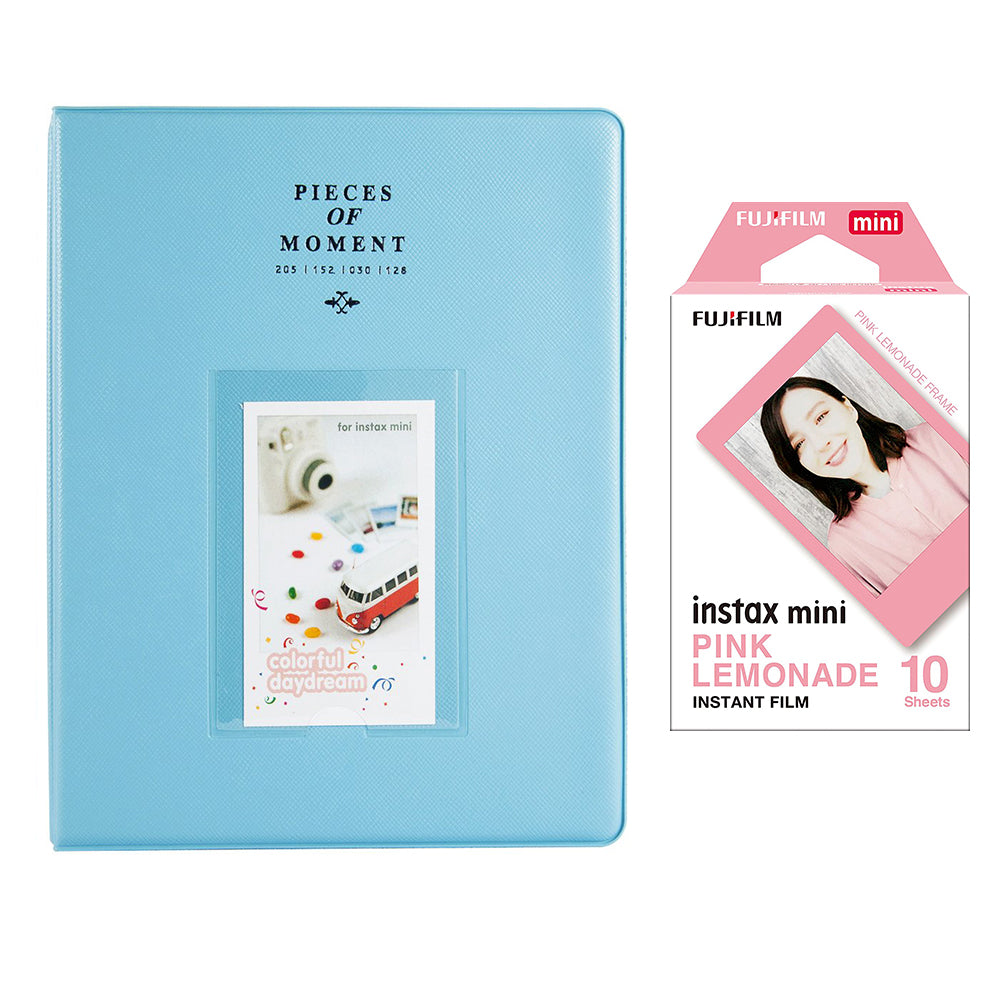 Fujifilm Instax Mini 10X1 pink lemonade Instant Film With 128-sheet Album for mini film (blue)