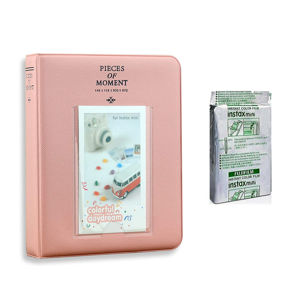 Fujifilm Instax Mini 10X1 pink lemonade Instant Film with Instax Time Photo Album 64 Sheets (blush pink)