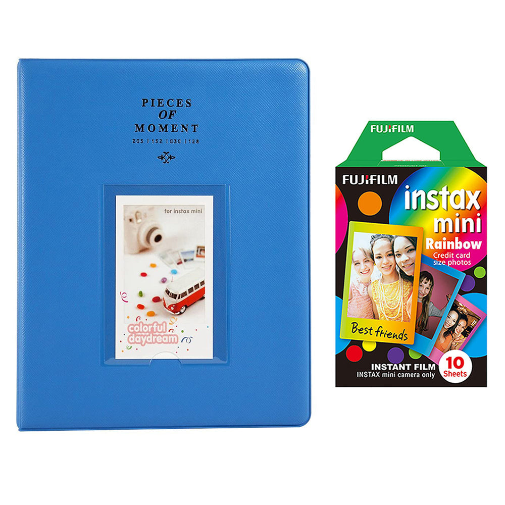 Fujifilm Instax Mini 10X1 rainbow Instant Film With 128-sheet Album for mini film (cobalt blue)
