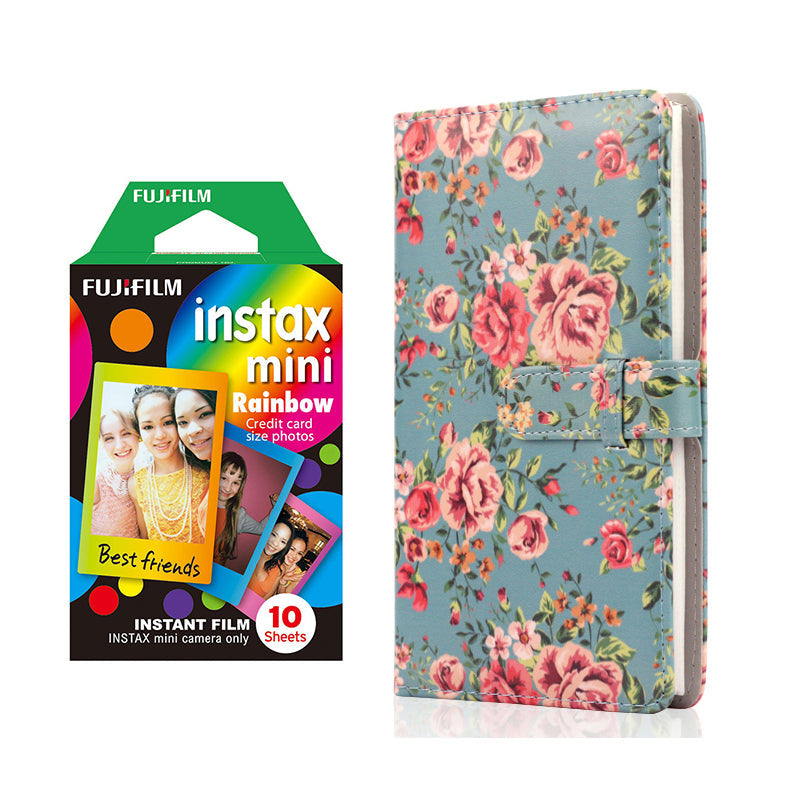 Fujifilm Instax Mini 10X1 rainbow Instant Film with 96-sheet Album for mini film  (Blue rose)