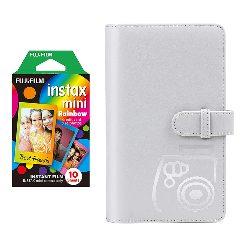Fujifilm Instax Mini 10X1 rainbow Instant Film with 96-sheet Album for mini film (Smoky white)