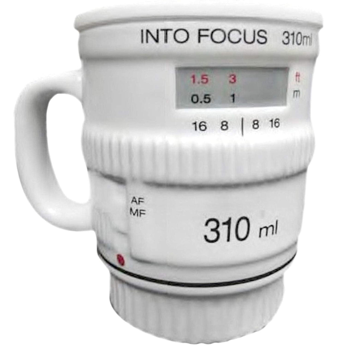 Into Focus Black Camera Lens Mug,White