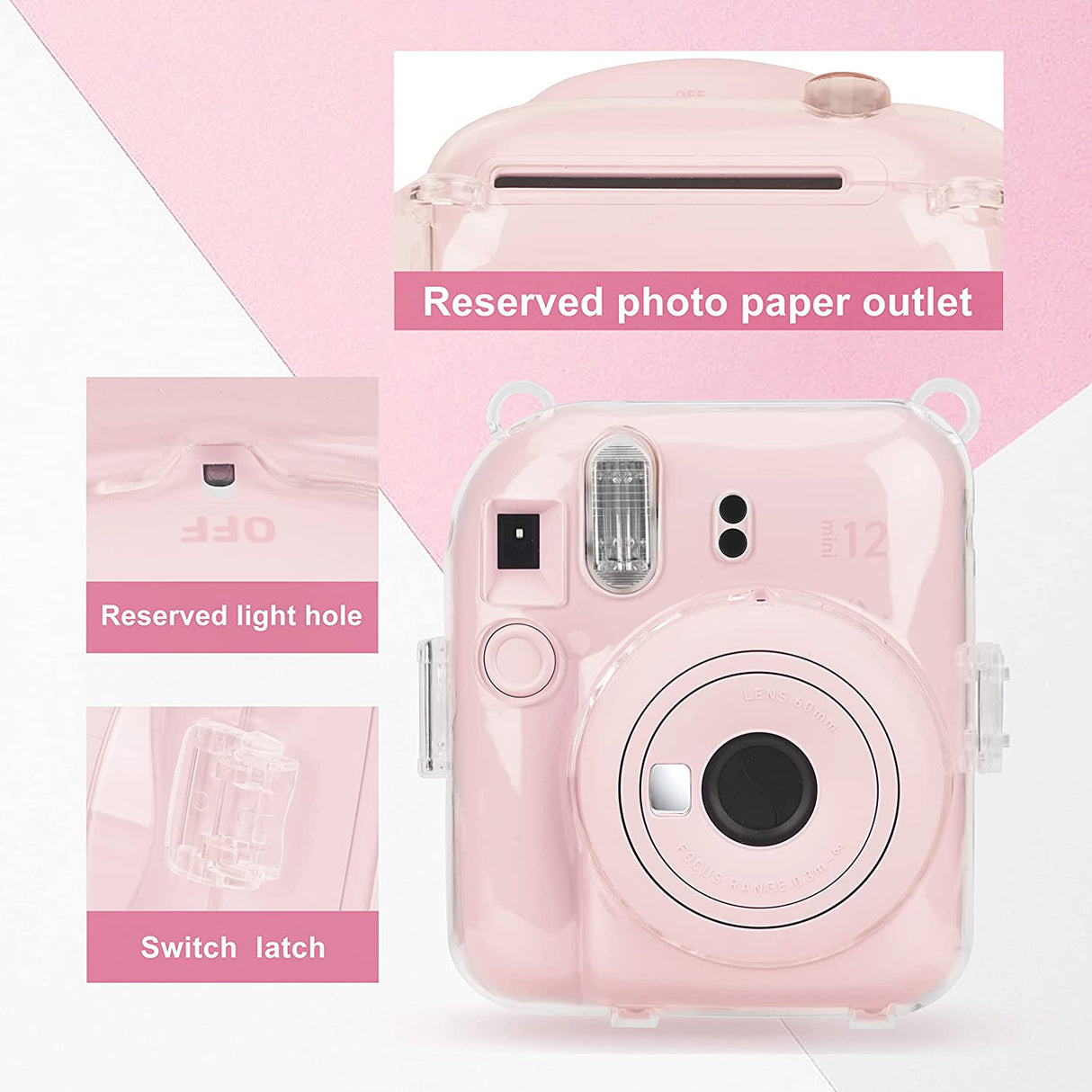 ZIKKON Instax Mini 12 Crystal case with Crystal strap