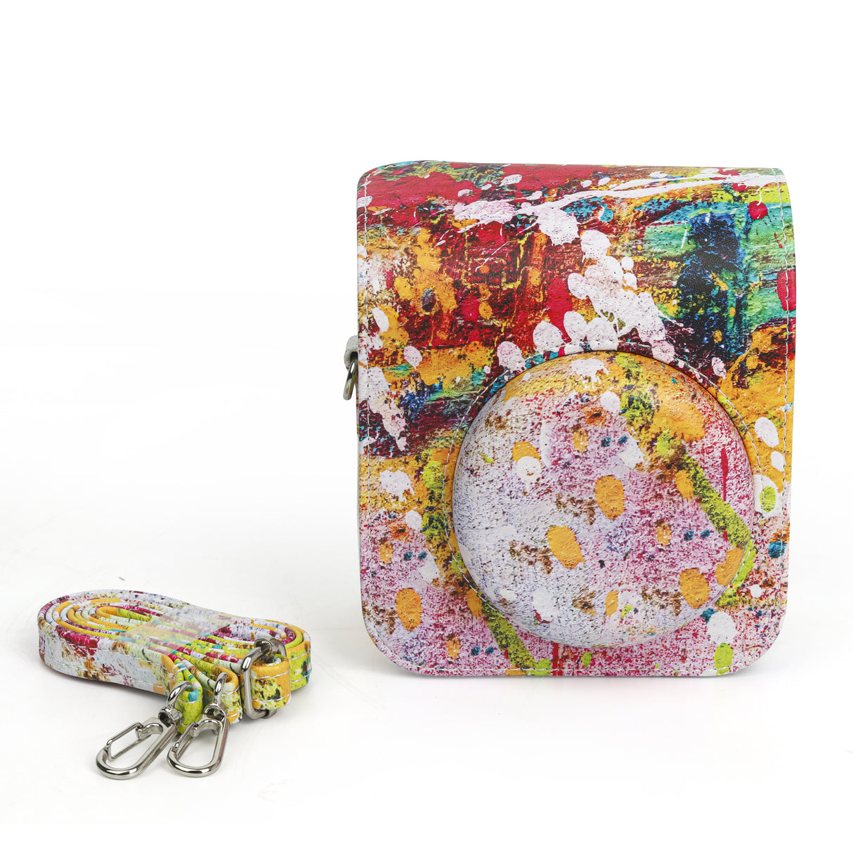 Zikkon Instax Mini 12 Protective Camera Case PU Leather Carrying Bag Abstract oil painting