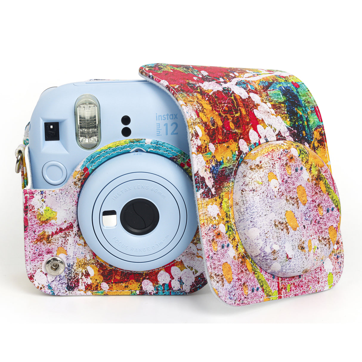 Zikkon Instax Mini 12 Protective Camera Case PU Leather Carrying Bag Abstract oil painting