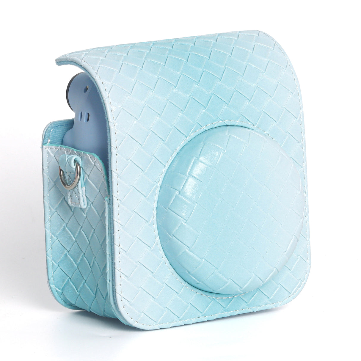 Zikkon Instax Mini 12 Protective Camera Case PU Leather Carrying Bag Blue gradient weaving Price