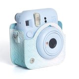 Zikkon Instax Mini 12 Protective Camera Case PU Leather Carrying Bag Blue gradient weaving Price