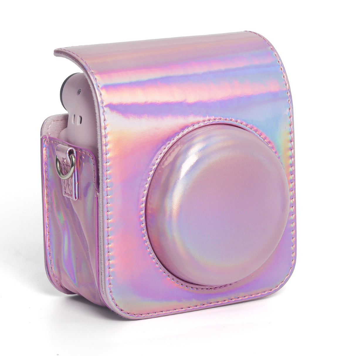 Zikkon Instax Mini 12 Protective Camera Case PU Leather Carrying Bag Holographic pink