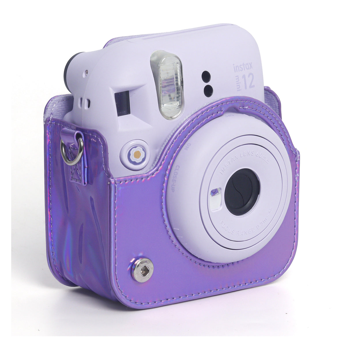 Zikkon Instax Mini 12 Protective Camera Case PU Leather Carrying Bag Holographic purple