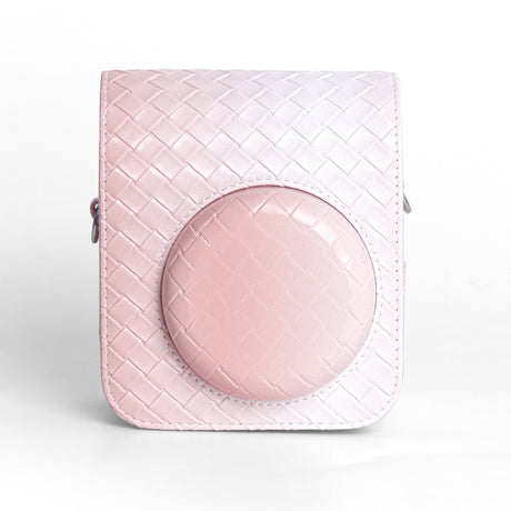 Zikkon Instax Mini 12 Protective Camera Case PU Leather Carrying Bag Pink gradient weaving