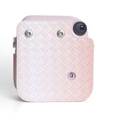 Zikkon Instax Mini 12 Protective Camera Case PU Leather Carrying Bag Pink gradient weaving