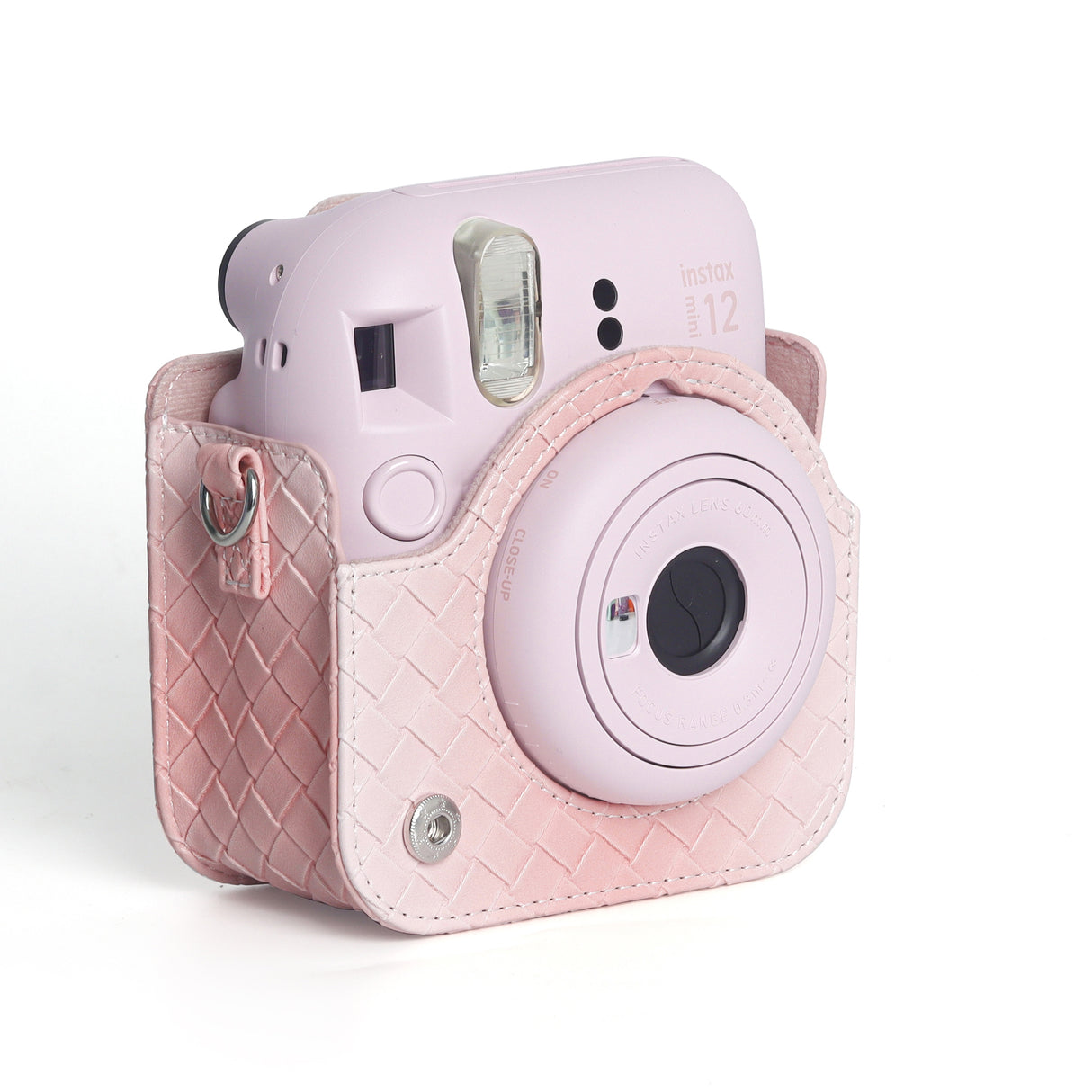 Zikkon Instax Mini 12 Protective Camera Case PU Leather Carrying Bag Pink gradient weaving