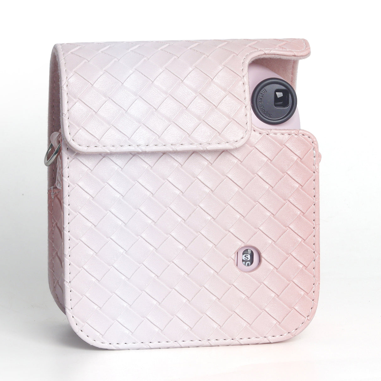 Zikkon Instax Mini 12 Protective Camera Case PU Leather Carrying Bag Pink gradient weaving