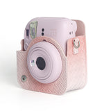 Zikkon Instax Mini 12 Protective Camera Case PU Leather Carrying Bag Pink gradient weaving