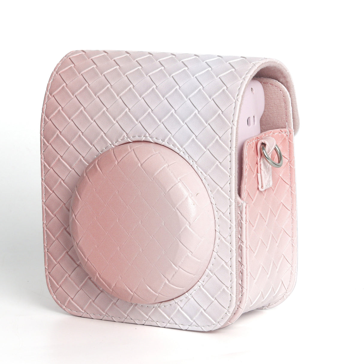 Zikkon Instax Mini 12 Protective Camera Case PU Leather Carrying Bag Pink gradient weaving