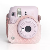 Zikkon Instax Mini 12 Protective Camera Case PU Leather Carrying Bag Pink gradient weaving