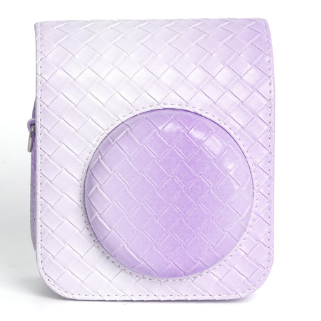 Zikkon Instax Mini 12 Protective Camera Case PU Leather Carrying Bag Purple gradient weaving