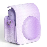 Zikkon Instax Mini 12 Protective Camera Case PU Leather Carrying Bag Purple gradient weaving