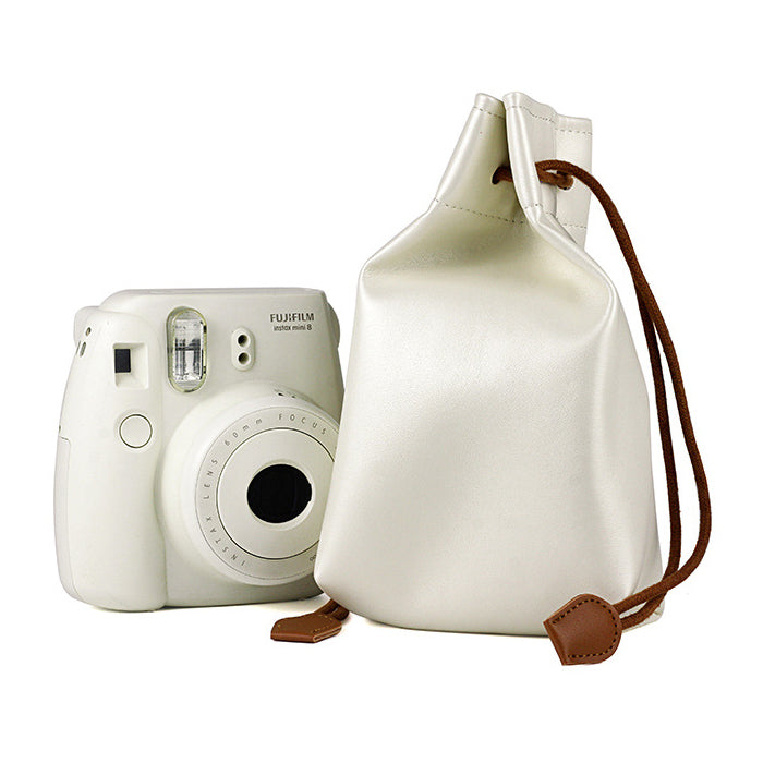 Zenko Instax Universal Vintage PU Leather Bundle Pocket Case Bag for Polaroid Mini Camera (Pearl White)
